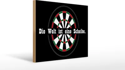 Produktbild von Holzschild  Dart die Welt ist eine Scheibe, 40x30 cm, Holzschilder Spruch Sport Hobby