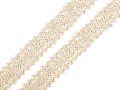 1 m Klöppelspitze Spitzenborte Borte Baumwollborte 23mm breit, beige
