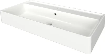 Produktbild von FACKELMANN Waschbecken Vaida / Waschtisch aus Keramik / Maße: ca. 81 x 11 x 41 cm / eckiges Aufsatzwaschbecken / hochwertiges Becken fürs Badezimmer und WC / Farbe: Weiß / Breite 40 cm