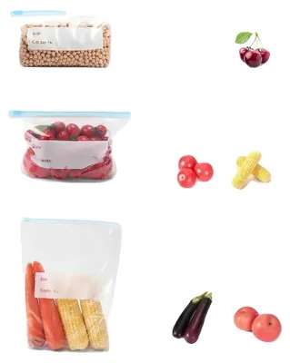 Produktbild von Lebensmittelaufbewahrungsbeutel, wiederverwendbar, auslaufsicher, 45Pcs