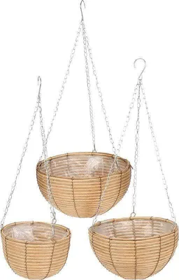 Produktbild von PROGARDEN Hänge-Blumentöpfe 3er Set Polyrattan KO-430020050