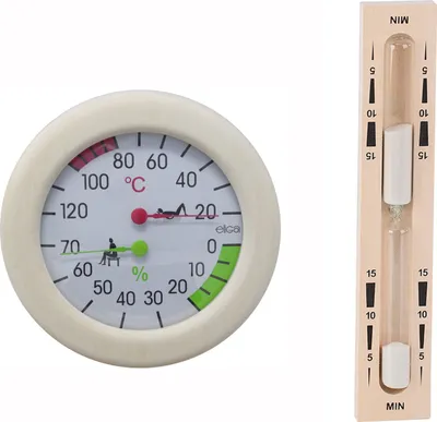 Produktbild von Sauna Thermometer/Hygrometer Saunasanduhr Weiß 2-Teilig Zubehörset Hochwertig