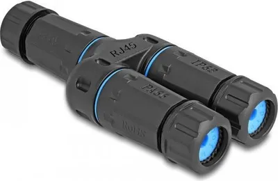 Image de DeLOCK 86808 Connecteur de fil 1 x RJ45/2 x RJ45 noir