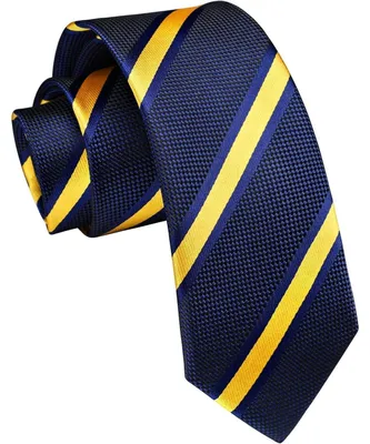 Productafbeelding van Herrenchap, smal (6 cm), zijde, paisley/ruit/streep, geel/blauw, geschikt voor zakelijk gebruik/bruiloft