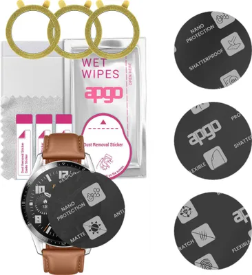 Produktbild von apgo 3 Stück Schutzglas, Matt, kompatibel mit Huawei Watch GT 2 46mm Smartwatch, Hybrid 8H, Ersatz für Hartglas, Displayschutzglas, Bildschirmschutz, Displayschutz, kratzfest