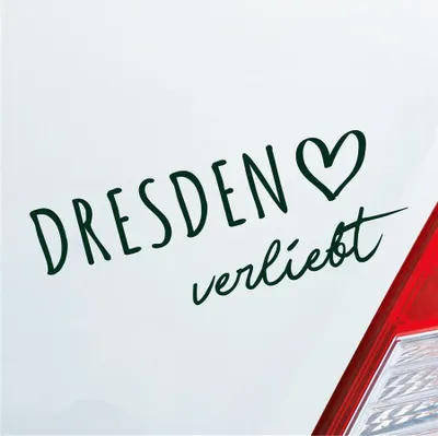 Produktbild von Auto Aufkleber Dresden verliebt Herz Stadt Heimat Liebe Car 19x7 cm Dunkelgrün Sticker Heckscheibenaufkleber