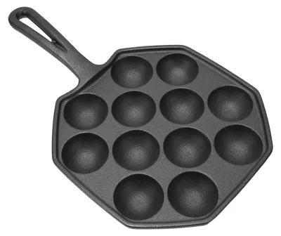 Obrázek produktu pro Pánev na přípravu kuliček z chobotnice (takoyaki), 12 otvorů, nepřilnavá litinová pánev