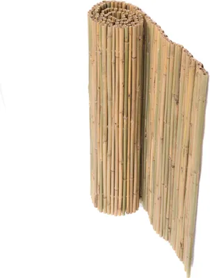 A rolled-up bamboo mat is shown against a white background.