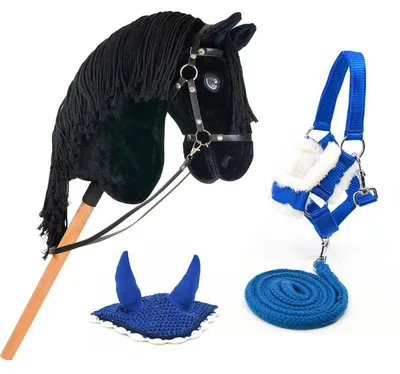 Imagen del producto de Caballo balancín, con red y accesorios, color azul, tamaño A3, para niños