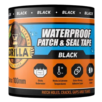 Produktbild von Gorilla wasserdichtes Reparatur- und Dichtband, schwarz, 3 m x 100 mm