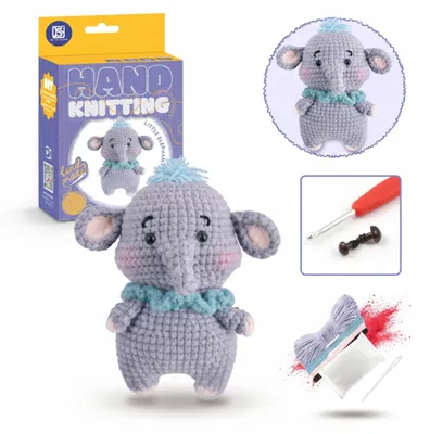 Produktbild von Häkelset für Kinder Anfänger DIY Häkeln Lernen Amigurumi Set Elefant Glücksbringer