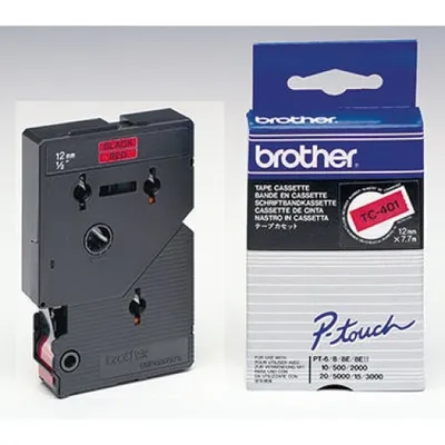 Produktbild von Brother Gloss Laminated Labelling Tape - 12mm, Black/Red