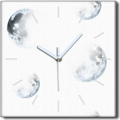 Produktbild von Coloray Uhr auf Leinwand 30x30 cm Wand Uhr Dekoration Wohnzimmer Segeltuch weiße Zeiger -Mondschule