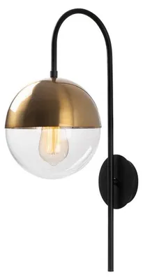 Image de Applique murale Lampe en métal et verre noir finition vintage 20 x 31 x 57 cm E27 40 W IP20