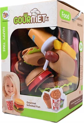 Produktbild von Spielessen Fast Food Set für Kinder - Hamburger & Hotdog Kaufladen Zubehör Realistisch