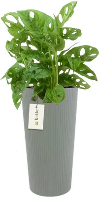 Immagine prodotto di Fioriera rotonda Ø 25 cm H 48 cm Grigio elegante a righe alte