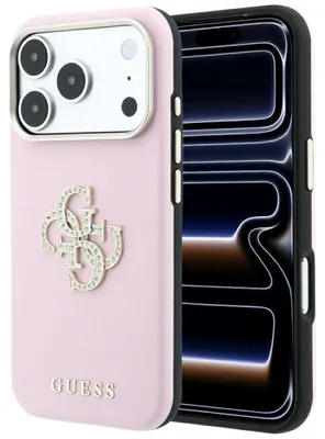 Image de Étui Guess Smooth & Big Strass pour iPhone 18 Pro Max / 17 Pro Max, couleur rose