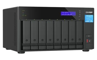 Produktbild von QNAP TVS-h874T - NAS-Server - 8 Schächte - SATA 6Gb/s - RAID RAID 0, 1, 5, 6, 10, 50, JBOD, 60 - RAM 32 GB - 2.5 Gigabit Ethernet - iSCSI Support