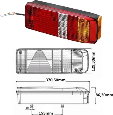 Immagine prodotto di Luce freno posteriore destra Kogel Krone Schmitz per semirimorchio, 10167613, 121511, 5016014, con cavo