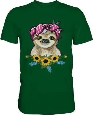 Produktbild von Faultier Sonnenblumen T-Shirt Gärtner Geschenk Garten Motiv – Bottle Green / L