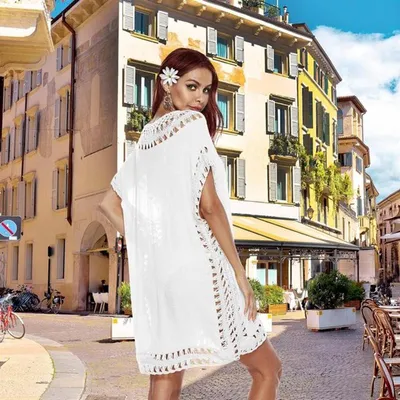 Sommerliches Strandkleid für Damen aus 100% Baumwolle, Hauptbild