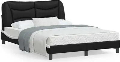 Produktbild von CLORIS Bettgestell mit LED Schwarz und Weiß 140x190 cm Kunstleder 3213932