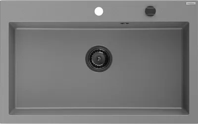 Produktbild von Mexen Elix Granitspüle 1-Becken 800 x 500 mm, Grau, Schwarzer Siphon - 6527801005-71-B
