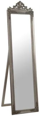 Standfuß aus Holz mit Spiegel, Silber, 45x170 cm