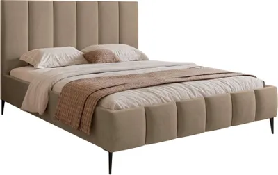Produktbild von Selsey Sarafino - Polsterbett 160x200 cm, mit Bettkasten, Lattenrost und Metallfüßen, dunkelbeige