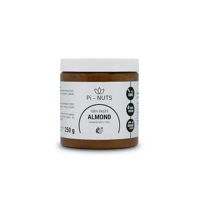 Produktbild von Pi-nuts Mandelpaste 100% - ohne Zusatzstoffe, Konservierungsmittel - ‎Mandelcreme aus gerösteten und geschälten Mandeln - Mandelmus Zum Backen 250 g