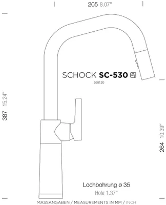 Produktbild von SCHOCK Armatur SC-530 in MAGNOLIA mit Zugauslauf / CRISTADUR®