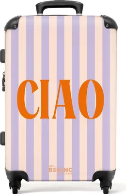 Produktbild von NoBoringSuitcases.com® Großer Koffer - Das Zitat "ciao" in Pastellfarben - Kombinationsschloss TSA - Hartschalen Trolley 4 Rollen - 72 liter - Reisekoffer - 66 cmKoffer Mittelgroß 67x43x25 cm, 72L,