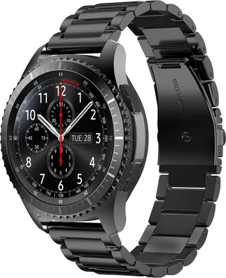 Obrázek produktu pro Řemínek 22 mm pro Samsung Galaxy Gear S3 / Gear 2/ Huawei Watch GT pro Watch 2 Pro Ticwatch Pro Pepple Time v černé barvě