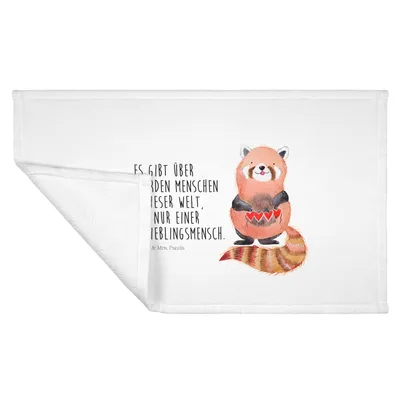Produktbild von Mr. & Mrs. Panda Handtuch Roter Panda - Weiß - Geschenk, Liebe, gesichtshandtuch, 50x100, Lieblingsmensch, Lustige Sprüche, Rot, Frotteehandtuch, Herz, Liebling, kleines