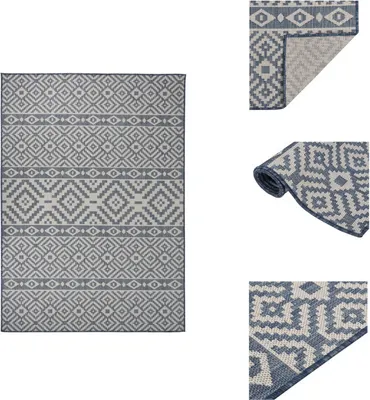 Immagine prodotto di vidaXL Tappeto per esterni a trama piatta 120x170 cm a righe blu - Tappeti