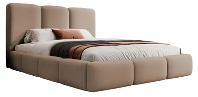 Produktbild von Selsey Bauro - Polsterbett 180x200 mit Stauraum und Samtbezug, hellbraun