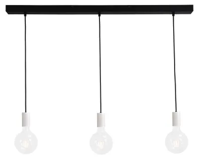 Productafbeelding van Witte pendel hanglamp Concepto 3-lichts met zwart
