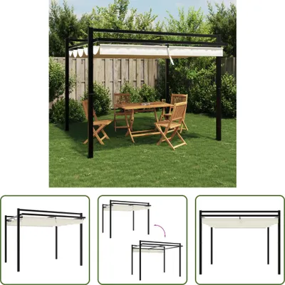 Produktbild von The Living Store Gartenpavillon mit ausziehbarem Dach Creme 3x3 m Aluminium