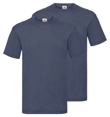 Produktbild von 2er Pack Fruit of the Loom Valueweight T-Shirt + GRATIS MyShirt Stoffbeutel Farbe: vintage navy meliert Größe: S