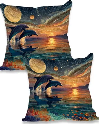 Image de Ensemble de 2 housses de coussin décoratives 60 x 60 cm avec fermeture éclair