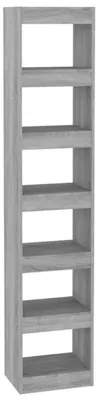 Immagine prodotto di Libreria a 6 scomparti, scaffale indipendente, divisorio per ambienti, colore grigio Sonoma, dimensioni 40x30x198 cm