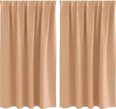 Produktbild von vidaXL Verdunkelungs-Vorhänge mit Ringen 2 pcs Hellbraun 140 x 140 cm