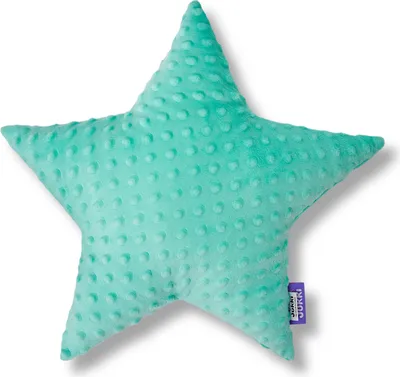 JUKKI® DekoKissen für Kinderzimmer  STERN [Minze] 40cm Plüsch MINKY Kopfkissen für Kinder Kuschelkissen Plüschkissen