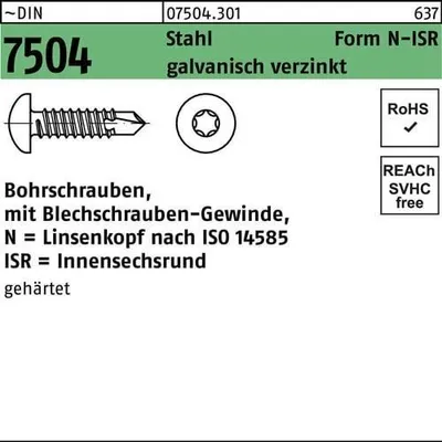 Produktbild von Bohrschraube DIN 7504 m.Innensechsrund N 3,9 x 45 -T20 Stahl galvanisch verzinkt