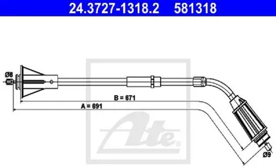 Produktbild von ATE Handbremsseil Seilzug Feststellbremse für VOLVO S80 II (124) Hinten Rechts 24.3727-1318.2