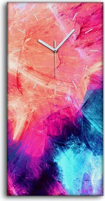 Produktbild von Wanduhr Uhr Wandbild Leinwand 30x60 Bild Wohnkultur Abstrakt Malerei Farbe - weiße Hände