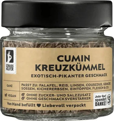 Produktbild von Kreuzkümmel, ganz, Cumin, Kreuzkümmelsamen zum Kochen, 40g im Glas