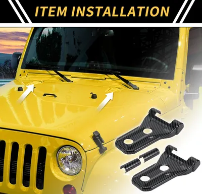 Produktbild von 1 Satz Frontmotorhauben-Scharnierabdeckung für Jeep Wrangler JL JLU 18-24 Au?enmotorhauben-Scharnierabdeckung Aufkleber Dekor ABS Carbonfaser-Muster Schwarz