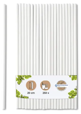 Papierstrohhalme 20 cm, 5 mm Ø, weiß, 250 Stück
