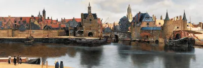 Obrázok produktu pre Johannes Vermeer Art Print Obraz - Pohľad na Delft, 1660-1661 (53 x 158 cm)